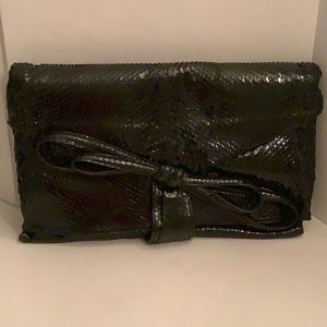 Valentino Python Clutch/Shoulder large bag. Python on inner flap. Bow detail